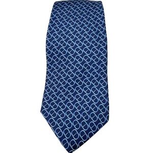 Brooks Brothers Silk Tie Mens Blue Geometric Pattern Made USA Printed Italy